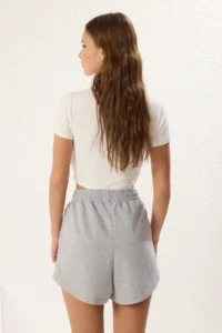TRENDYOLMiLLA Gray Melanj- Black 2 Sets Paket relaxed/Rahat Pattern Short Flexible Knitting  Shorts & Bermuda - Image 4