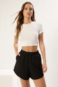 TRENDYOLMiLLA Gray Melanj- Black 2 Sets Paket relaxed/Rahat Pattern Short Flexible Knitting  Shorts & Bermuda - Image 5