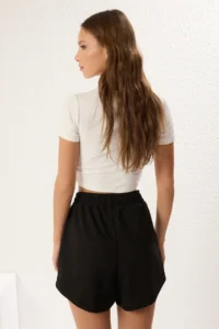 TRENDYOLMiLLA Gray Melanj- Black 2 Sets Paket relaxed/Rahat Pattern Short Flexible Knitting  Shorts & Bermuda - Image 6