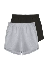 TRENDYOLMiLLA Gray Melanj- Black 2 Sets Paket relaxed/Rahat Pattern Short Flexible Knitting  Shorts & Bermuda - Image 7