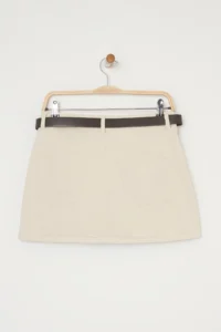 TRENDYOLMİLLA Beige Arched Low Waist Mini denim Shorts Skirt - Image 8