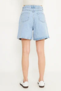 TRENDYOLMİLLA Light Blue Slit Detailed Regular Waist Denim Bermuda - Image 5