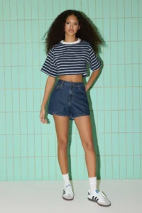 TRENDYOLMiLLA Dark Blue Regular Waist City Size denim Shorts - Image 2