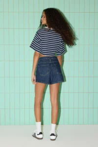 TRENDYOLMiLLA Dark Blue Regular Waist City Size denim Shorts - Image 4