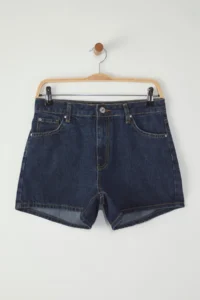 TRENDYOLMiLLA Dark Blue Regular Waist City Size denim Shorts - Image 5