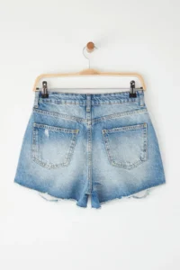 TRENDYOLMiLLA Light Blue High Waist Split Detailed Mini Denim Shorts - Image 6