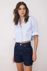 TRENDYOLMiLLA Dark Blue High Waist City Size denim Shorts - Image 2