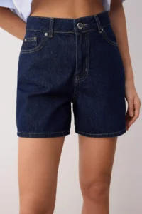 TRENDYOLMiLLA Dark Blue High Waist City Size denim Shorts - Image 3