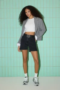 TRENDYOLMiLLA Black Regular Waist City Size denim Shorts