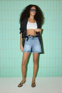 TRENDYOLMiLLA Mavi Regular Waist City Size denim Shorts