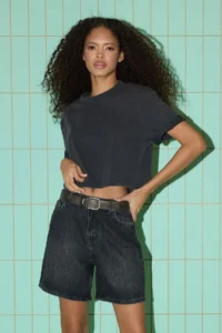 TRENDYOLMİLLA Black Regular Waist denim Bermuda