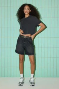 TRENDYOLMİLLA Black Regular Waist denim Bermuda - Image 2