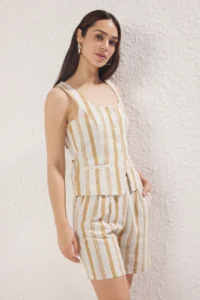 TRENDYOLMiLLA Multicolored Striped linen look Shorts & Bermuda - Image 2