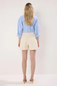 TRENDYOLMiLLA Ecru Accessory Detailed High Waist denim Shorts Skirt - Image 14