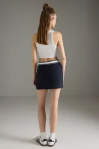 TRENDYOLMİLLA Navy Blue Elastic Waist slit Mini Knitting Shorts Skirt - Image 5
