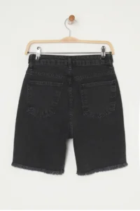 TRENDYOLMiLLA Black Button Detailed High Waist City Size Denim Shorts - Image 6
