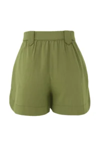 TRENDYOLMiLLA Light Khaki linen look Belted Shorts & Bermuda - Image 4
