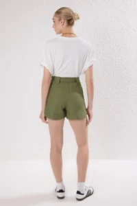 TRENDYOLMiLLA Light Khaki linen look Belted Shorts & Bermuda - Image 8