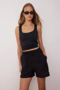 TRENDYOLMiLLA Black Muslin Elastic Waist High Waist City Size Shorts & Bermuda - Image 2