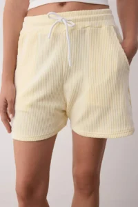 TRENDYOLMiLLA Yellow Striped Kordonlu Elastic Waist Mini Knitting  Shorts & Bermuda - Image 3