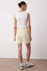TRENDYOLMiLLA Yellow Striped Kordonlu Elastic Waist Mini Knitting  Shorts & Bermuda - Image 4