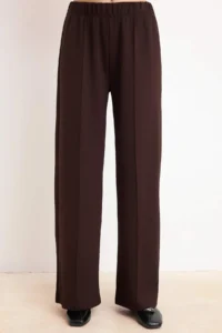TRENDYOLMİLLA Brown peplum Sleeveless Wide Leg Soft Touch Knitting Top and Bottom Set - Image 3