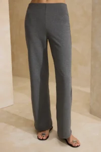 TRENDYOLMİLLA Anthracite Fitted/Body-Sitting buttoned Pipe Both interlock Knitting Top and Bottom Set - Image 3