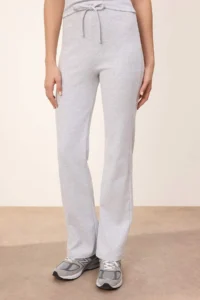 TRENDYOLMİLLA Wardrobe Essentials-Gray Melange Fitted flared leg Knitting Top and Bottom Set - Image 3
