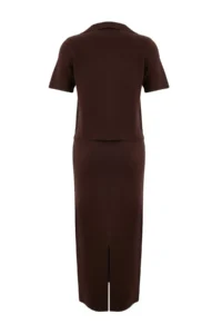 TRENDYOLMİLLA Brown Button Detailed Jacket Knitwear Bottom - Top Set - Image 6