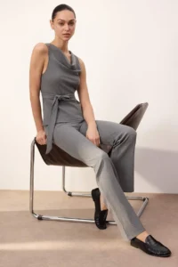 TRENDYOLMİLLA Wardrobe Essentials-Anthracite Fitted Ribbed Flexible Knitting Top and Bottom Set