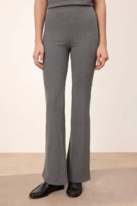 TRENDYOLMİLLA Wardrobe Essentials-Anthracite Fitted Ribbed Flexible Knitting Top and Bottom Set - Image 3