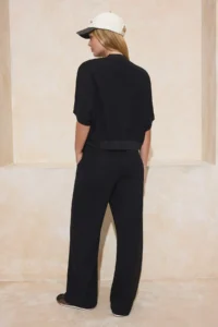 TRENDYOLMİLLA Black relaxed Zippered Long Sleeve Pocket Detail Scuba Crepe Knitting Top and Bottom Set - Image 4