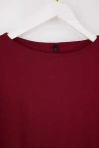 TRENDYOLMİLLA Burgundy Regular Asymmetric flared leg Cotton Rib Knitting Top and Bottom Set - Image 7