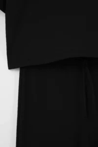TRENDYOLMİLLA Black relaxed Drop Sleeve Short Sleeve Pipe Both Cotton Rib Knitting Top and Bottom Set - Image 7