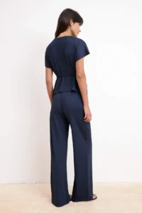 TRENDYOLMİLLA Anthracite Regular Drop Sleeve Sleeveless Arched Wide Leg Pique Knitting Top and Bottom Set - Image 4
