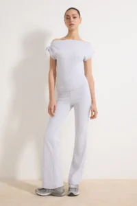TRENDYOLMİLLA Gray Melange Body-Fitting Elastic Waist Binding Detailed Rib Knitting Top and Bottom Set