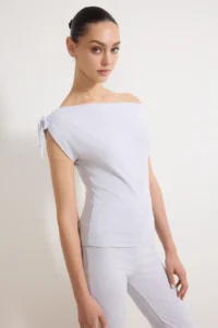 TRENDYOLMİLLA Gray Melange Body-Fitting Elastic Waist Binding Detailed Rib Knitting Top and Bottom Set - Image 2