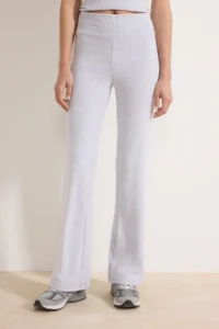 TRENDYOLMİLLA Gray Melange Body-Fitting Elastic Waist Binding Detailed Rib Knitting Top and Bottom Set - Image 3
