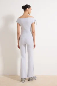 TRENDYOLMİLLA Gray Melange Body-Fitting Elastic Waist Binding Detailed Rib Knitting Top and Bottom Set - Image 4