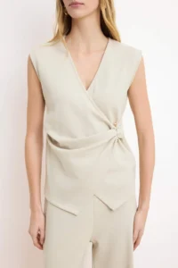 TRENDYOLMİLLA Stone Fitted Asymmetric Accessory Detailed Pique Knitting Top and Bottom Set - Image 3
