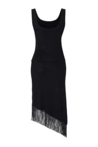 TRENDYOLMİLLA Black Thin Cellular 2 Sets Sleeveless Blouse-Asymmetric Tasseled Skirt Knitwear Bottom - Top Set - Image 2