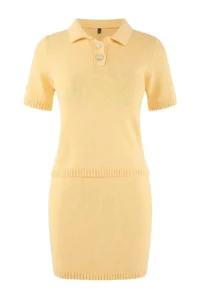 TRENDYOLMİLLA Yellow Polo Shirt Collar Soft textured 2 Sets Blouse-Skirt Set Knitwear - Image 5