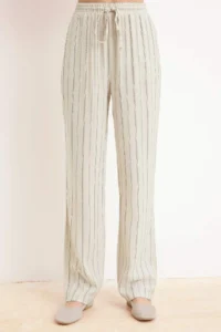 TRENDYOLMİLLA Stone Striped linen look Shirt Pants Bottom - Top Set - Image 3