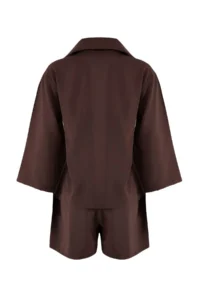 TRENDYOLMİLLA Brown Modal Shirt Shorts Weaving Bottom - Top Set - Image 6