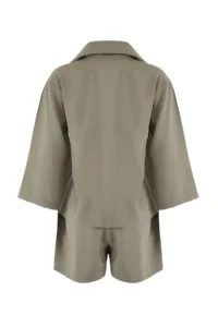 TRENDYOLMİLLA Khaki Modal Shirt Shorts Weaving Bottom - Top Set - Image 6