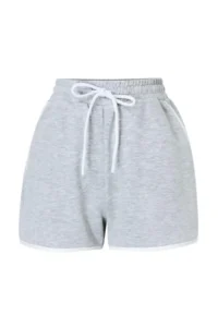 TRENDYOLMİLLA Gray Melange Color Blocked Fitted with pocket Ribbed Flexible Knitting Top and Bottom Set - Image 3