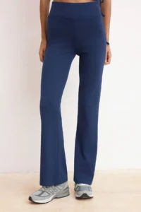 TRENDYOLMİLLA Navy Blue Double breasted Closed Flexible Short Sleeve Flare Bottom Knitting Bottom - Top Set - Image 3
