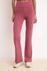 TRENDYOLMİLLA Dusty Rose Fitted flared leg Cotton Rib Knitting Top and Bottom Set - Image 3