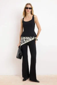 TRENDYOLMİLLA Black Fitted Thick Sleeveless Sleeveless interlock Knitting Top and Bottom Set