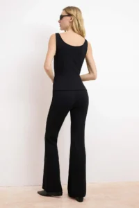 TRENDYOLMİLLA Black Fitted Thick Sleeveless Sleeveless interlock Knitting Top and Bottom Set - Image 4